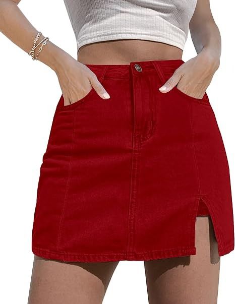 Red Mini Skirt With Front Slit
