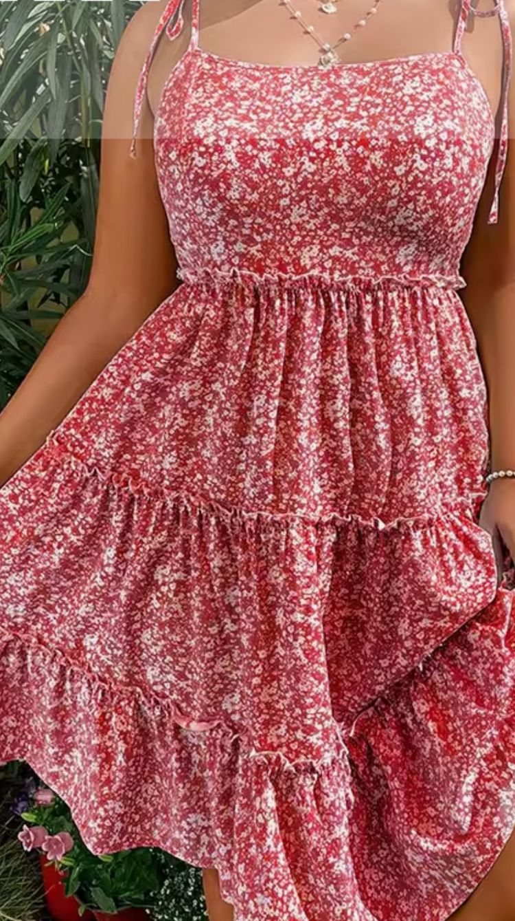 Red Floral Dress image 1
