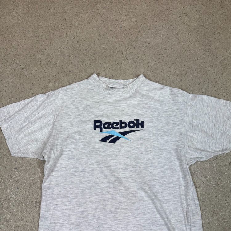 Reebok T Shirt XS Grey Colourway Spellout Y2K