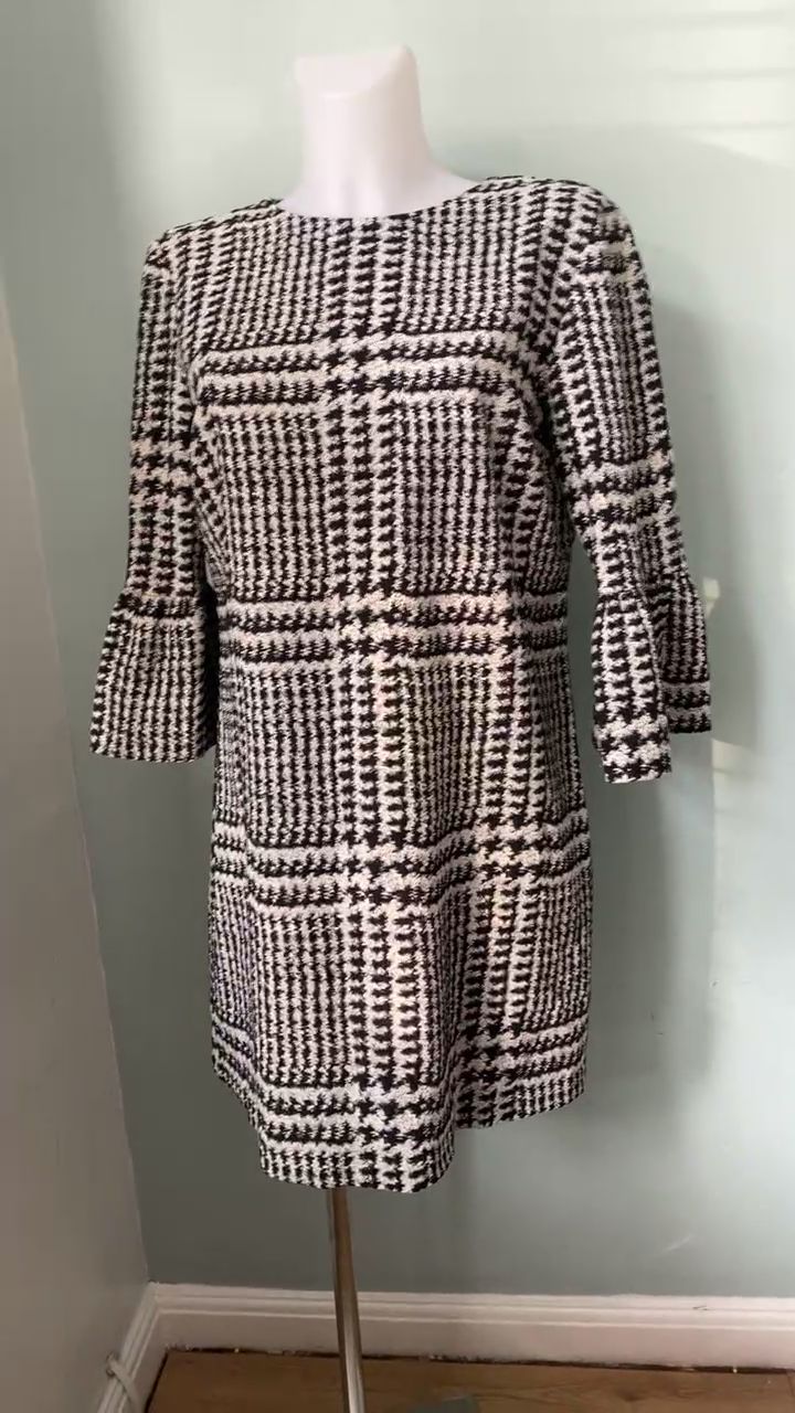 Zara Houndstooth Check Shift Dress image 1