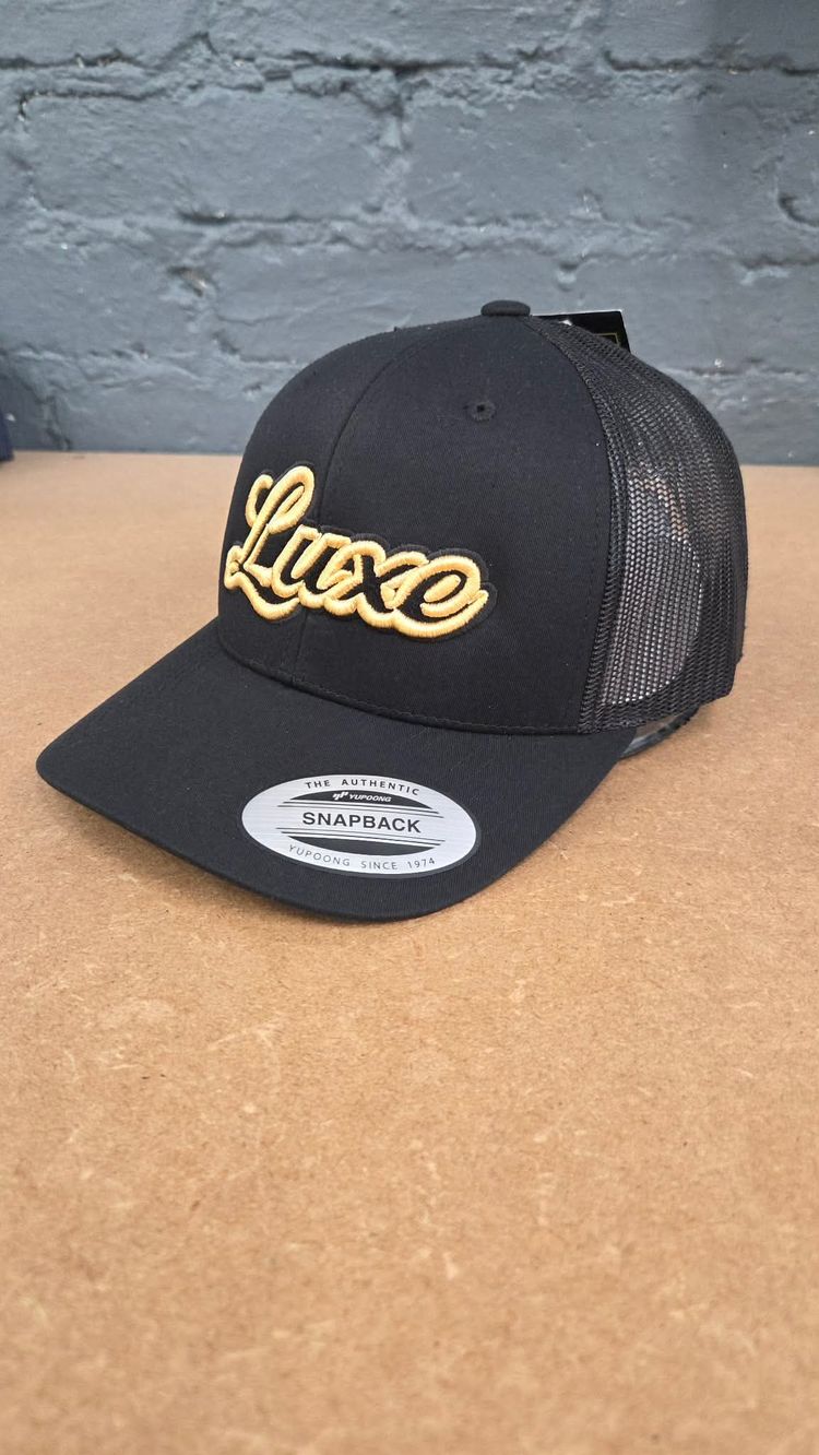 Black Snapback Cap With Luxe Embroidery 3