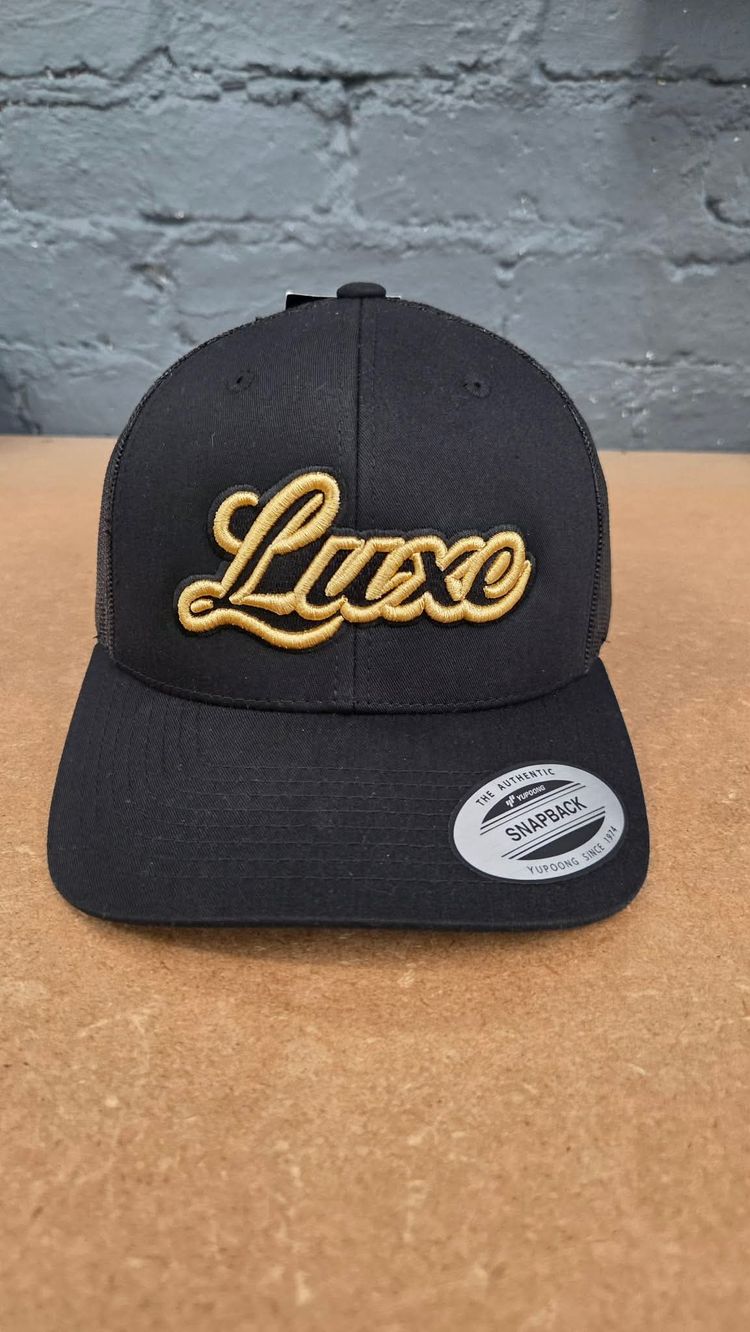 Black Snapback Cap With Luxe Embroidery