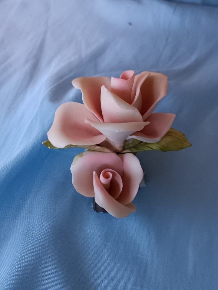 Pink Ceramic Rose Figurine image 2