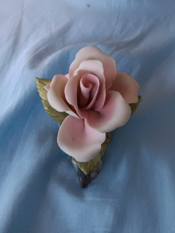 Pink Ceramic Rose Figurine image 1