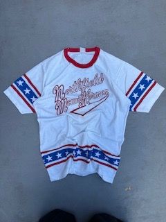 White Short Sleeve Shirt With Red And Blue Star Pattern