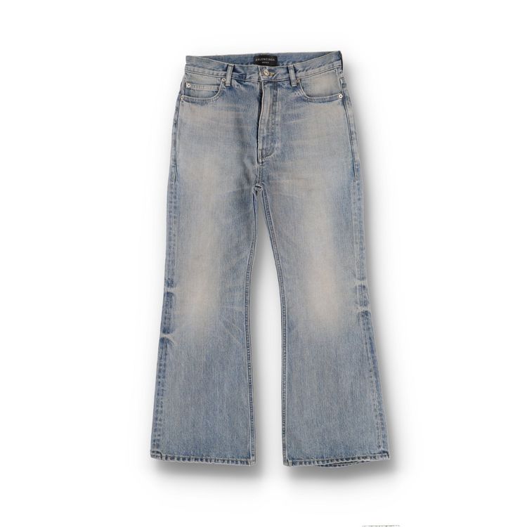Balenciaga Outback Blue Distressed Hem Flared Jeans