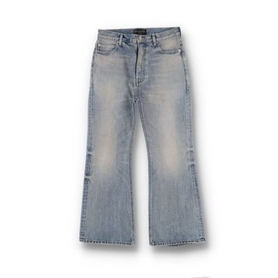 Balenciaga Outback Blue Distressed Hem Flared Jeans