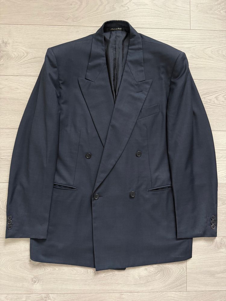 Novecento 1980s Loro Piana Super 100s Tasmanian Wool Double Breasted Jacket Navy - Size XL image 12