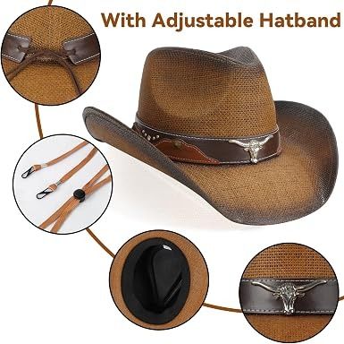Brown Cowboy Hat With Adjustable Hatband imagen 2