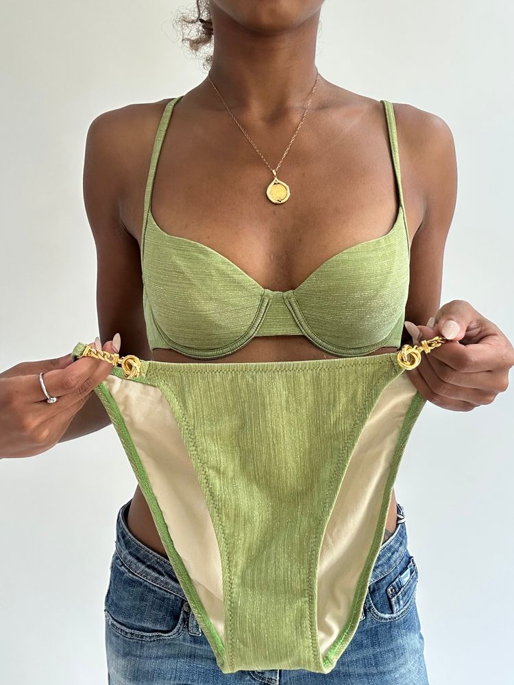 BEST PICKS | small green iridescent print bikini set image 1