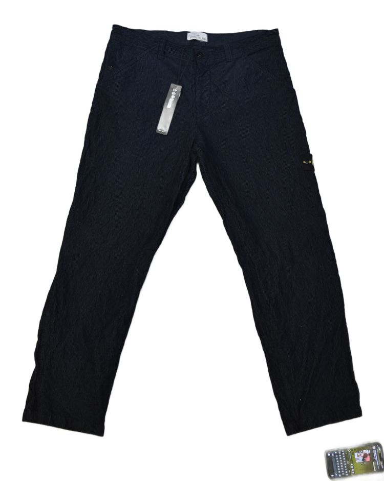 Stone Island Wrinkled Corduroy Trousers Navy Blue