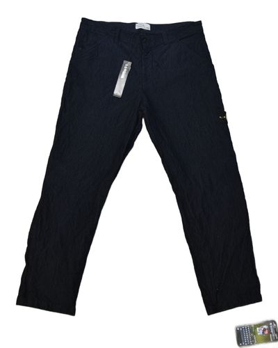 Stone Island Wrinkled Corduroy Trousers Navy Blue