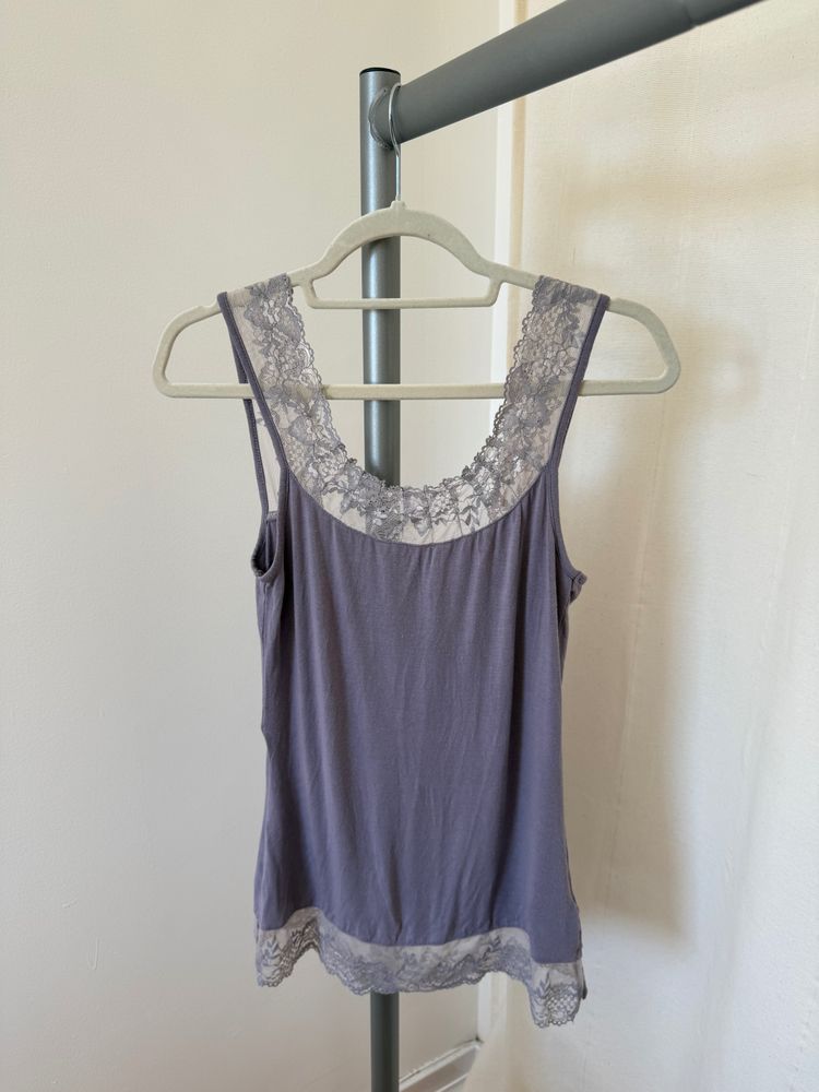 Purple Lace-Trim Camisole Top