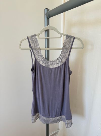 Purple Lace-Trim Camisole Top