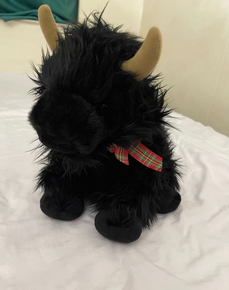 Other Black Plush Buffalo Toy With Horns And Plaid Bow product image