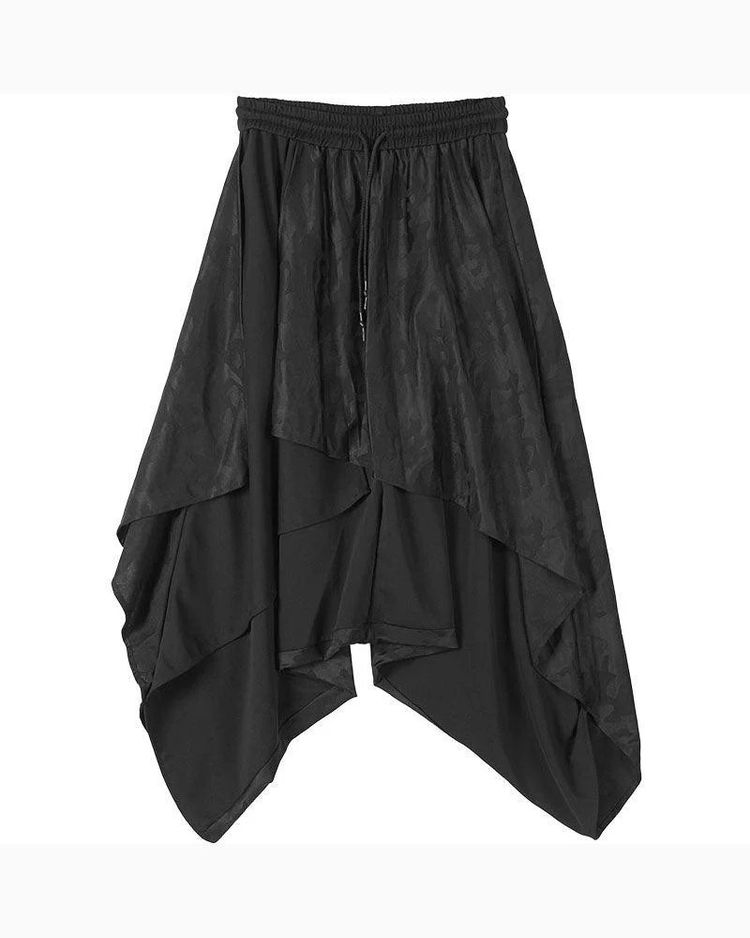 Black Layered Drop-Crotch Pants imagen 2