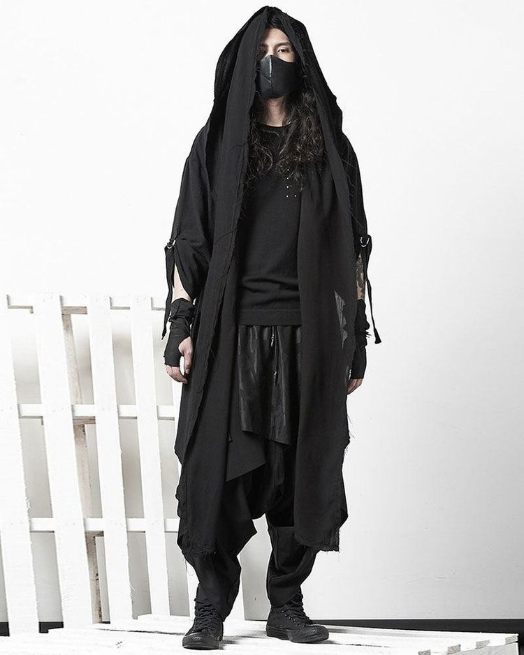 Black Layered Drop-Crotch Pants imagen 3