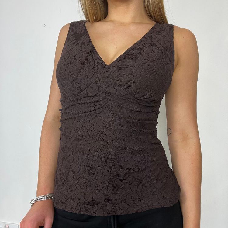 Y2k vintage brown lace vest top - Size S