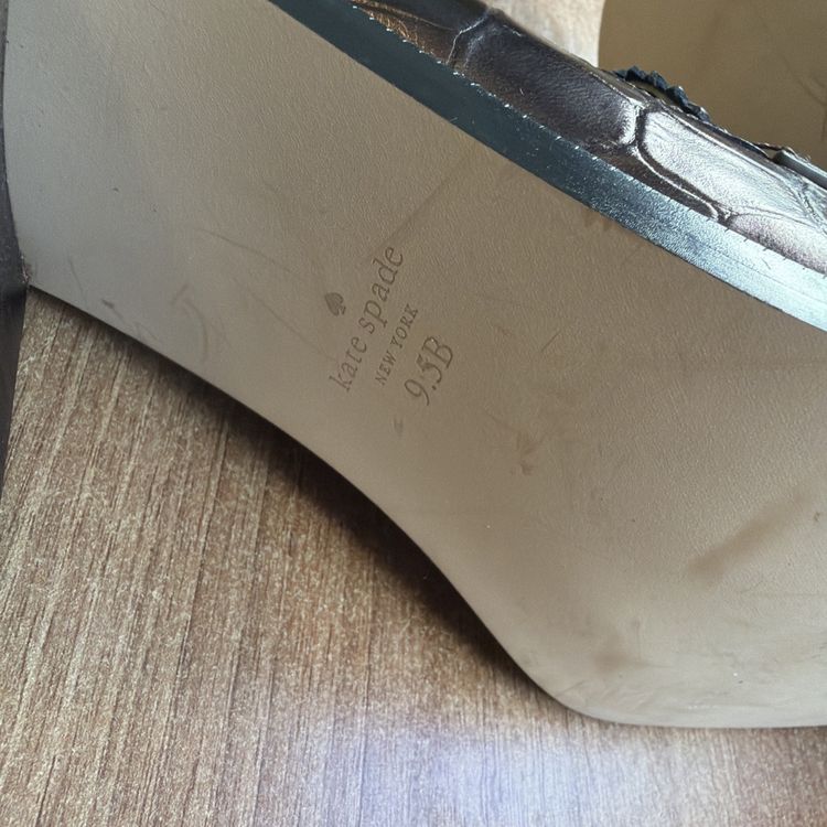 Kate Spade Hallie Heeled Loafer Metallic Croc Leather Block Heel Shoes Uk 7 £275 image 6