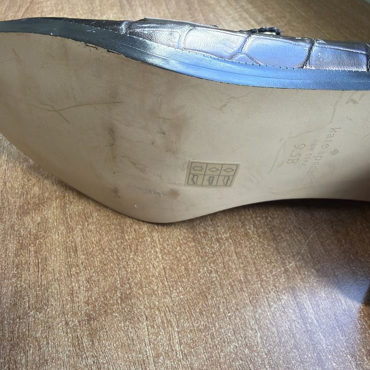 Kate Spade Hallie Heeled Loafer Metallic Croc Leather Block Heel Shoes Uk 7 £275 image 7