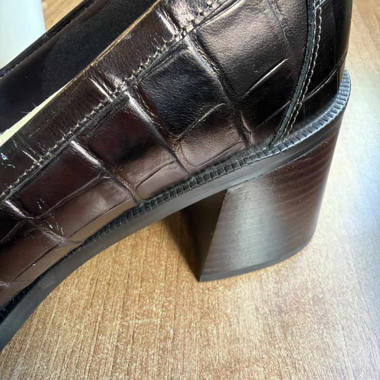 Kate Spade Hallie Heeled Loafer Metallic Croc Leather Block Heel Shoes Uk 7 £275 image 8