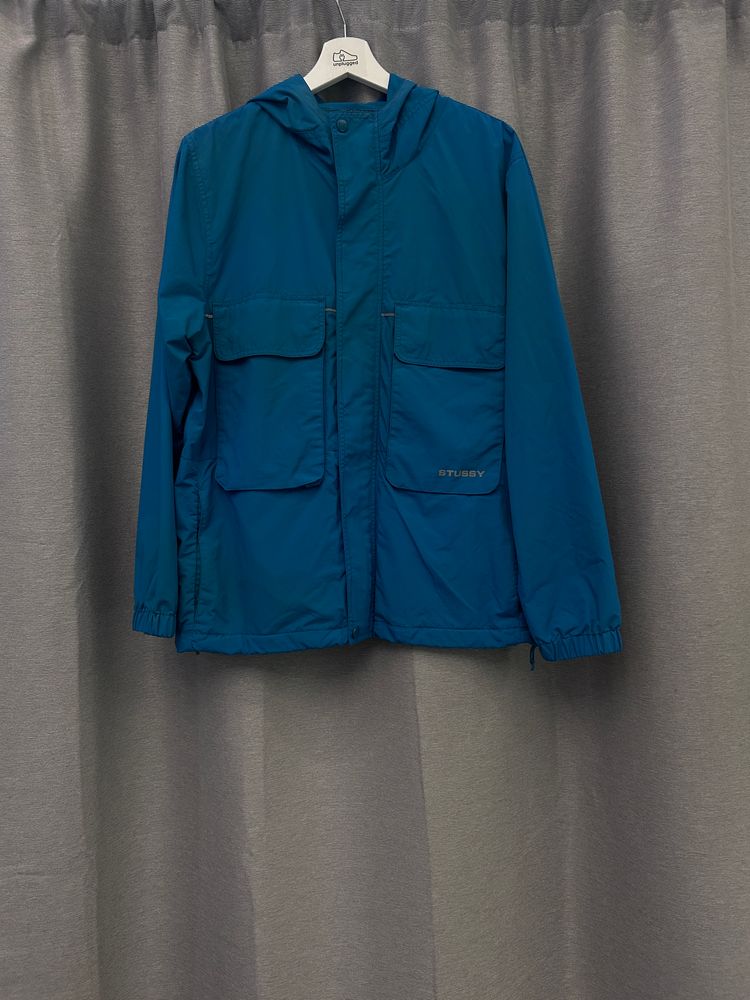 Stussy Blue Hooded Jacket Cargo Rain
