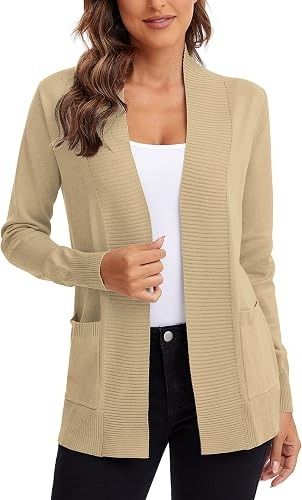 Beige Open-Front Cardigan image 3