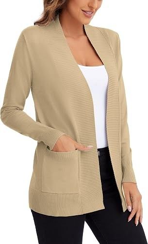 Beige Open-Front Cardigan image 2