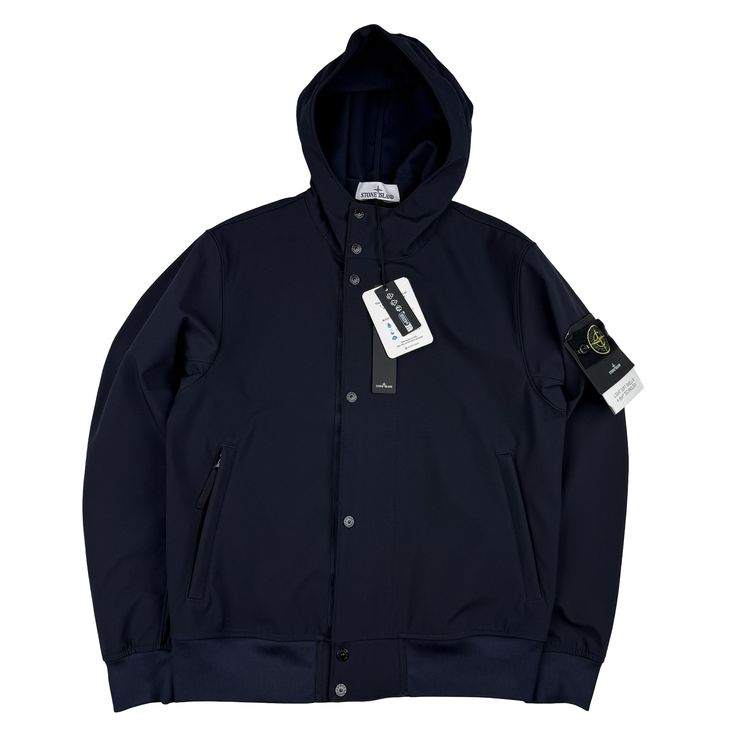 Stone Island 2026 Navy Light Soft Shell-R Zipped Jacket - Small