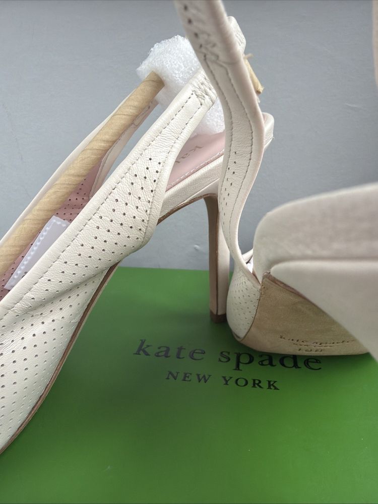 kate spade Veronica High Slingback Heels Pumps Uk 7.5 Parchment Ivory BNIB £250 image 5
