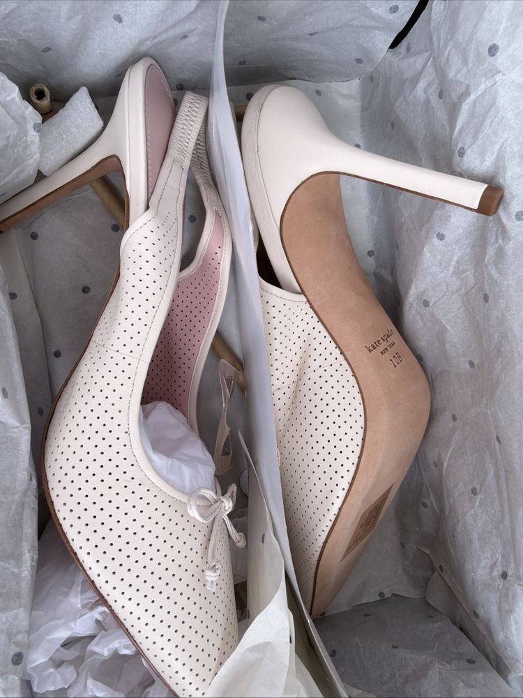kate spade Veronica High Slingback Heels Pumps Uk 7.5 Parchment Ivory BNIB £250 image 7