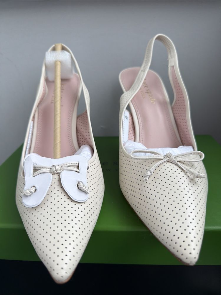 kate spade Veronica High Slingback Heels Pumps Uk 7.5 Parchment Ivory BNIB £250 image 2