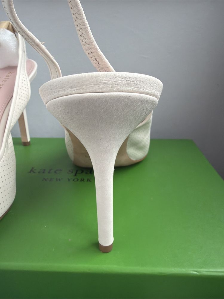 kate spade Veronica High Slingback Heels Pumps Uk 7.5 Parchment Ivory BNIB £250 image 4