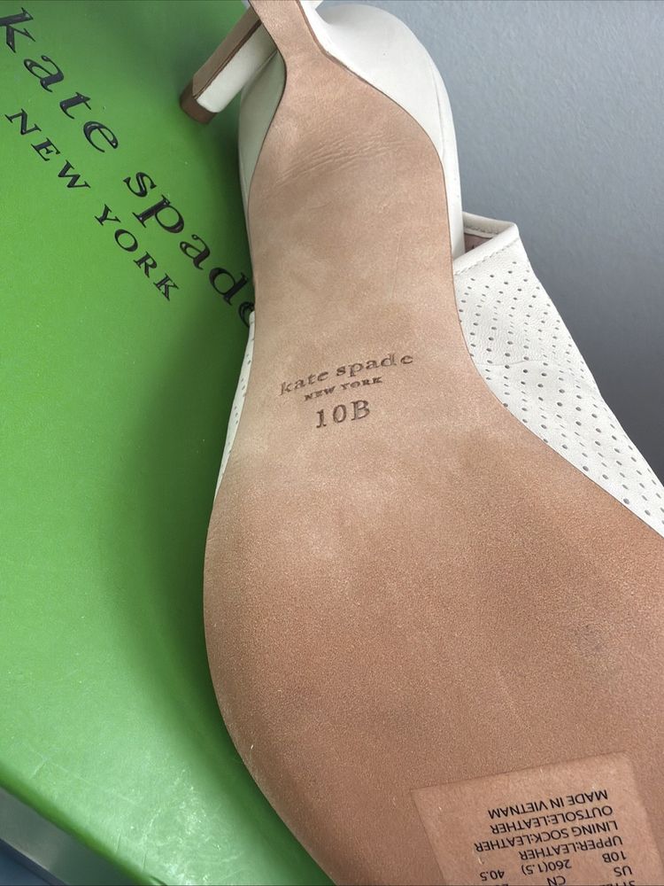 kate spade Veronica High Slingback Heels Pumps Uk 7.5 Parchment Ivory BNIB £250 image 6