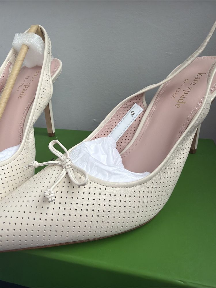 kate spade Veronica High Slingback Heels Pumps Uk 7.5 Parchment Ivory BNIB £250 image 3