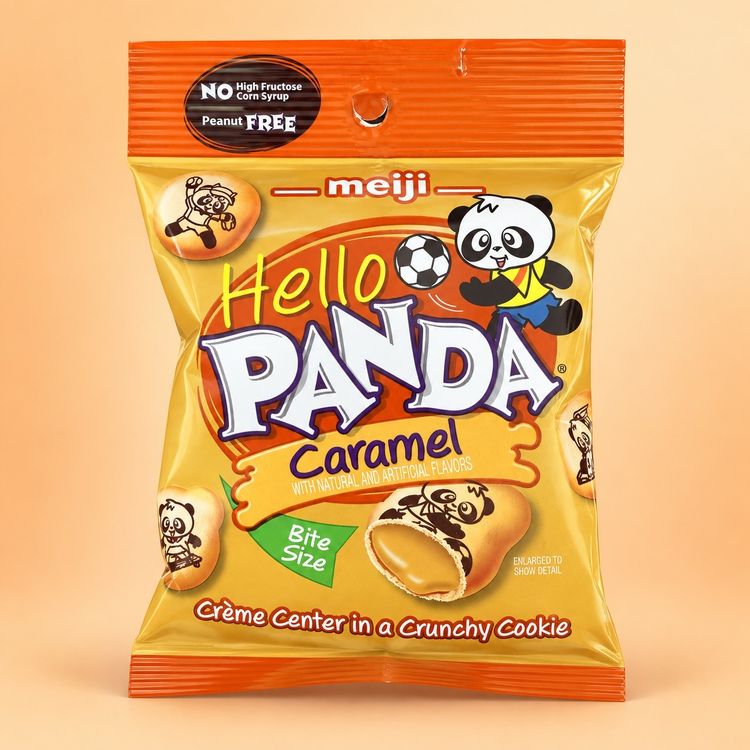 Meiji Hello Panda Caramel Bite Size Cookies obraz 1