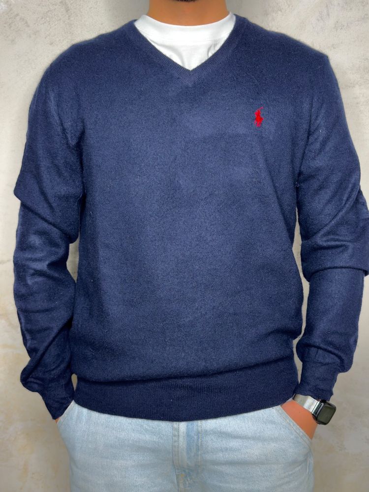 Polo Ralph Lauren Navy Blue V-Neck Sweater image 4