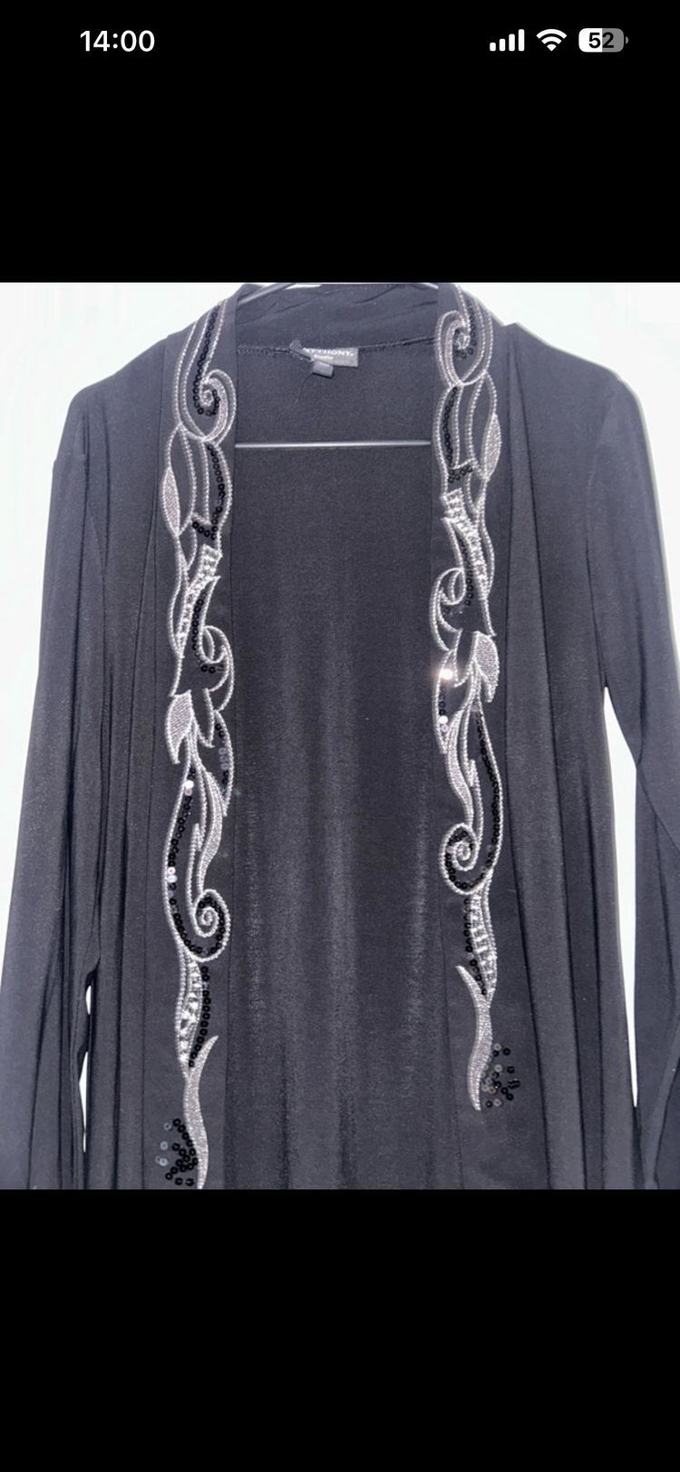 Black Embellished Cardigan obraz 2