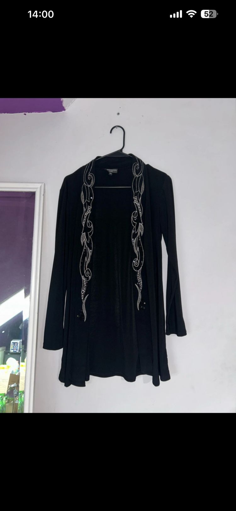 Black Embellished Cardigan obraz 5
