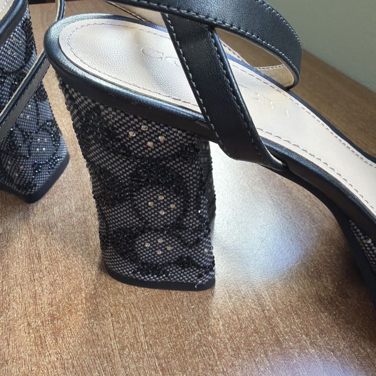 Coach Platform Sandal Crystal Signature Jacquard Uk 5 USA 7 Eu 36.5 Charcoal BN image 4