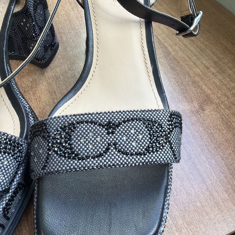 Coach Platform Sandal Crystal Signature Jacquard Uk 5 USA 7 Eu 36.5 Charcoal BN image 2
