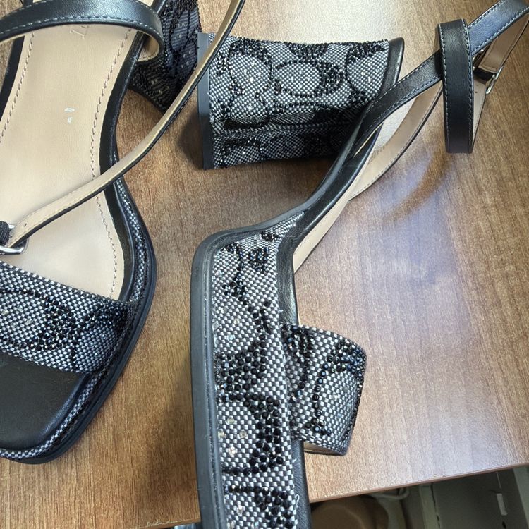 Coach Platform Sandal Crystal Signature Jacquard Uk 5 USA 7 Eu 36.5 Charcoal BN image 5