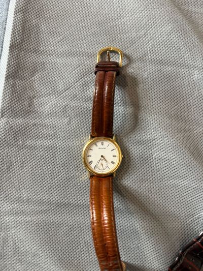 brown leather strap wristwatch