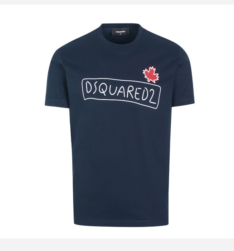 DSQUARED2 LOGO SUPERCREW T-SHIRT IN NAVY BLUE