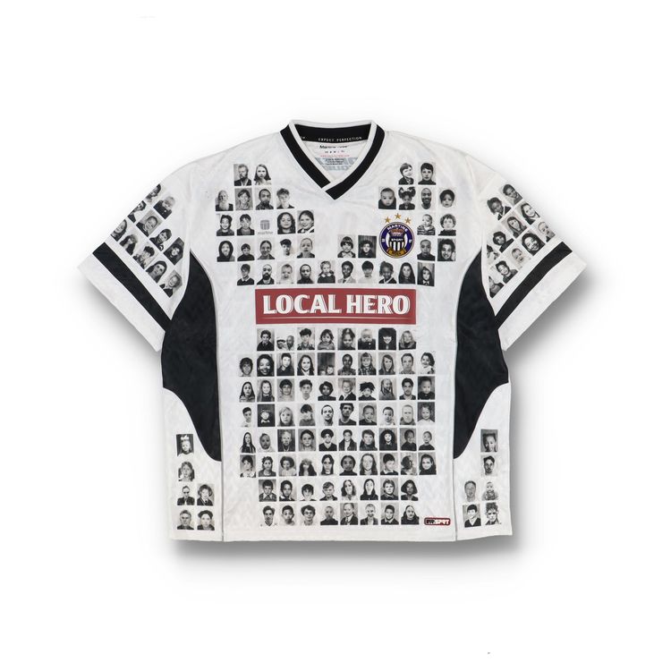 Martine Rose White Faces Print Local Hero Oversized Football T-Shirt