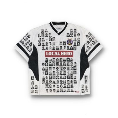 Martine Rose White Faces Print Local Hero Oversized Football T-Shirt