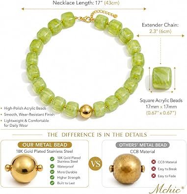 Green Beaded Necklace With Gold Clasp image 2