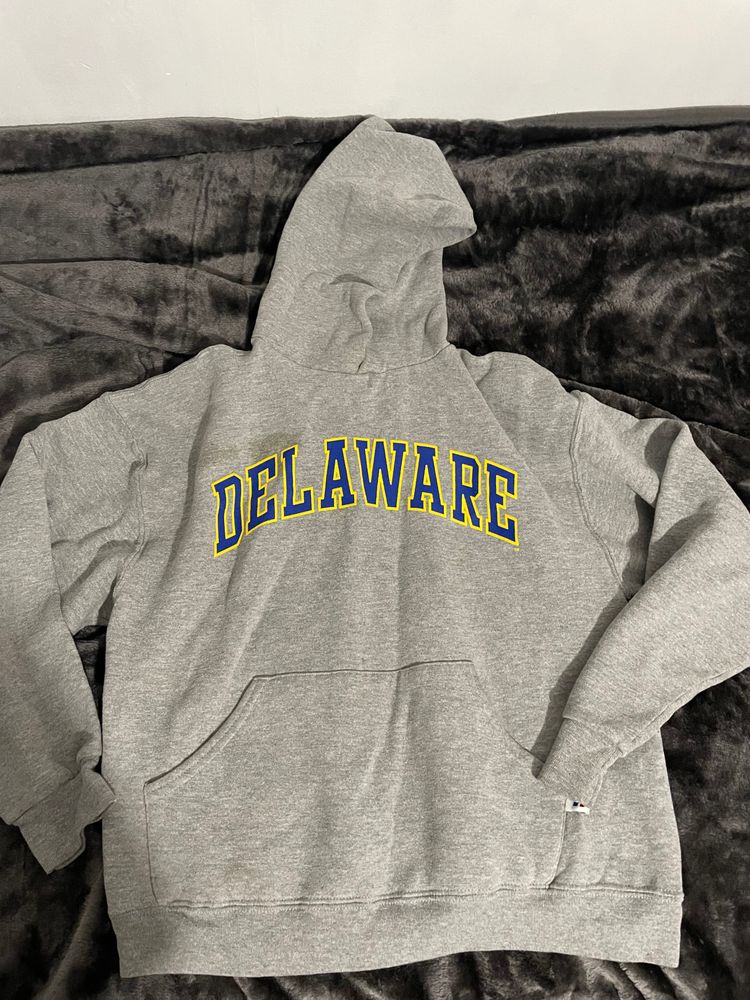 grey hoodie with Delaware text