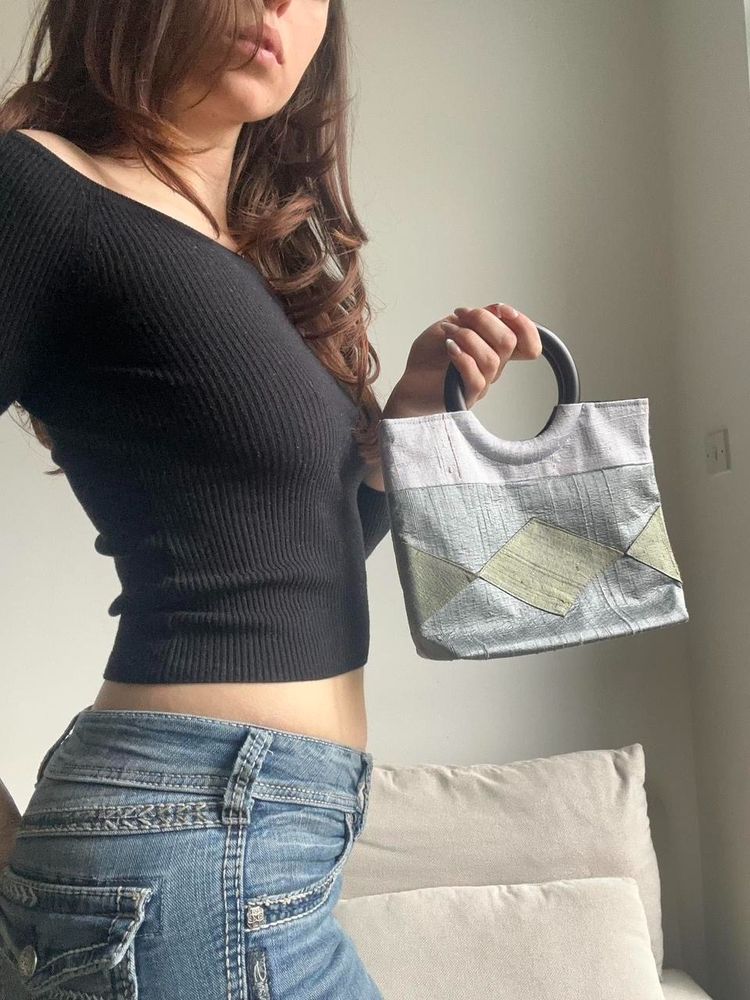 Patchwork Mini Bag with Circular Handles imagen 4