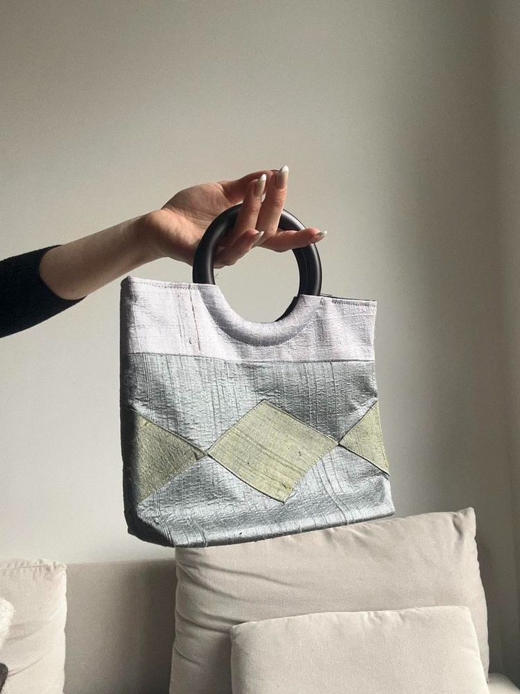 Patchwork Mini Bag with Circular Handles